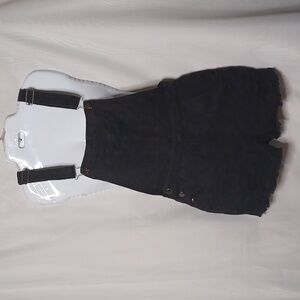 BOOHOO BLUE Women's Black Tina Fray Hem Dungaree Shorts Overalls. Size 4